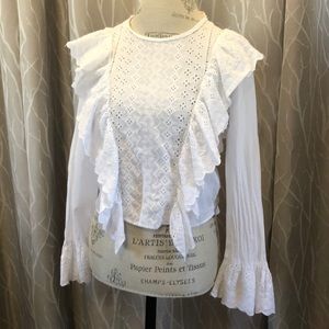 Zara ladies XS long sleeve pullover eyelet.